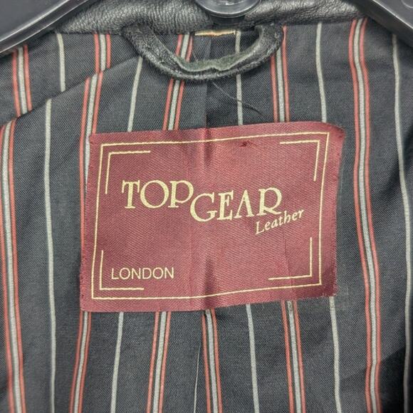 Vintage Top Gear London Leather Double Breasted Jacket in Black, Size Large - Picture 4 of 5